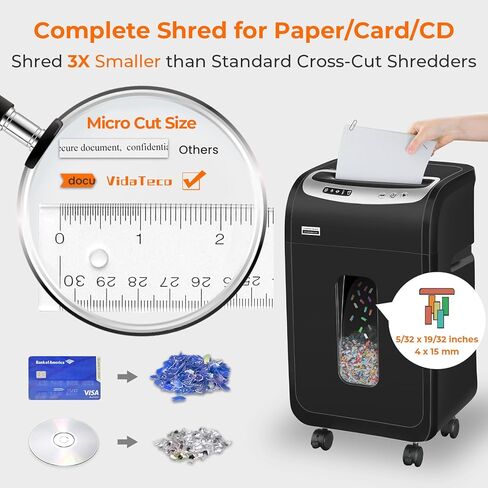 Paper Shredder Heavy Duty,VidaTeco 20-Sheet Cross Cut Shredder for Home Office Heavy Duty,Paper Shredder for Office with 60 Mins Running,Shred Card/CD,58 dB with 7.9-Gal Larger Bin, Auto Jam Proof in Saudi Arabia