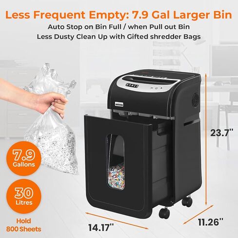 Paper Shredder Heavy Duty,VidaTeco 20-Sheet Cross Cut Shredder for Home Office Heavy Duty,Paper Shredder for Office with 60 Mins Running,Shred Card/CD,58 dB with 7.9-Gal Larger Bin, Auto Jam Proof in Saudi Arabia