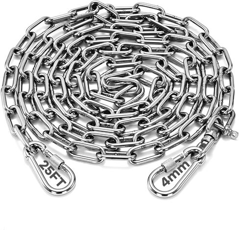 Dog Chain for Yard, 25FT 4MM Stainless Steel Tie Out Cable with Swivel Hook for Medium Large Dogs, Chew Proof Rust Proof Heavy Duty Metal Dog Runner Chain Leash Lead for Outside Camping Hiking Park in Saudi Arabia