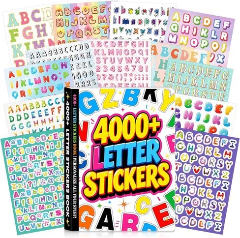 Letter Stickers, 4000 Pcs+ Alphabet Stickers for Scrapbooking, Colorful Self-Adhesive Letter and Number Stickers for DIY Crafts Art Making, Junk Journal, Journaling Supplies, Laptop, Classroom Decor in Saudi Arabia