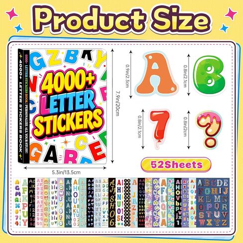 Letter Stickers, 4000 Pcs+ Alphabet Stickers for Scrapbooking, Colorful Self-Adhesive Letter and Number Stickers for DIY Crafts Art Making, Junk Journal, Journaling Supplies, Laptop, Classroom Decor in Saudi Arabia