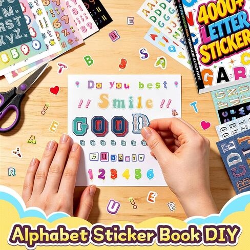 Letter Stickers, 4000 Pcs+ Alphabet Stickers for Scrapbooking, Colorful Self-Adhesive Letter and Number Stickers for DIY Crafts Art Making, Junk Journal, Journaling Supplies, Laptop, Classroom Decor in Saudi Arabia
