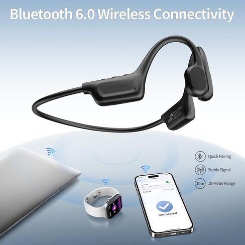 Swimming Headphones, IP68 Waterproof Bone Conduction Headphones,Open Earphones 8GB Memory with Bluetooth Sport Headsets for Swimming Pool Running Cycling-Black in Saudi Arabia