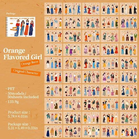 Cottagecore Girl Sticker Book for Scrapbook Supplies, 50 Sheets 200Pcs Fashion People PET Stickers for Junk Journal, Aesthetic Pre-Cut Collage Stickers for Journaling Planner in Saudi Arabia