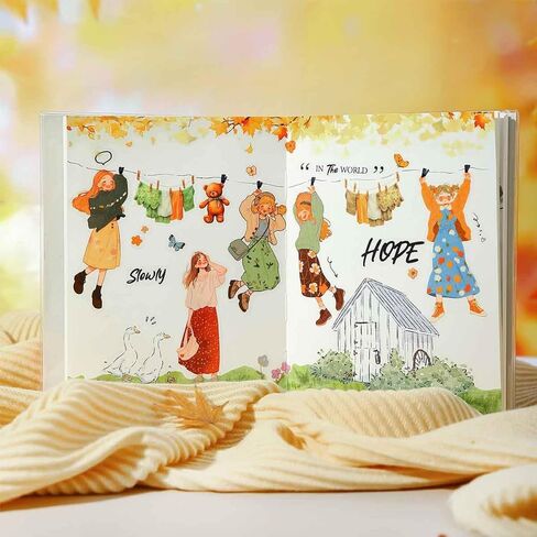 Cottagecore Girl Sticker Book for Scrapbook Supplies, 50 Sheets 200Pcs Fashion People PET Stickers for Junk Journal, Aesthetic Pre-Cut Collage Stickers for Journaling Planner in Saudi Arabia