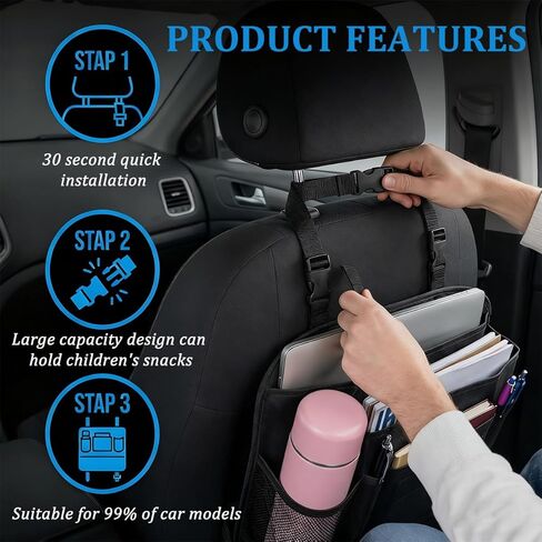 Bittwee Car Front Seat Organizer, Multipurpose Hanging Passenger Seat & Backseat Storage Bag with Cup Holder, Multi-Layer Auto Interior Organizer with Laptop Tablet Storage, Universal Fit in Saudi Arabia