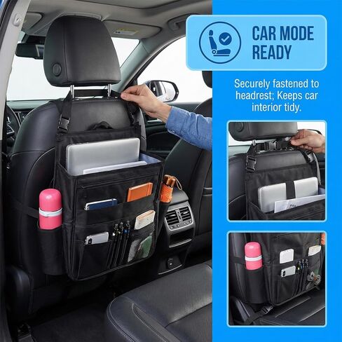 Bittwee Car Front Seat Organizer, Multipurpose Hanging Passenger Seat & Backseat Storage Bag with Cup Holder, Multi-Layer Auto Interior Organizer with Laptop Tablet Storage, Universal Fit in Saudi Arabia