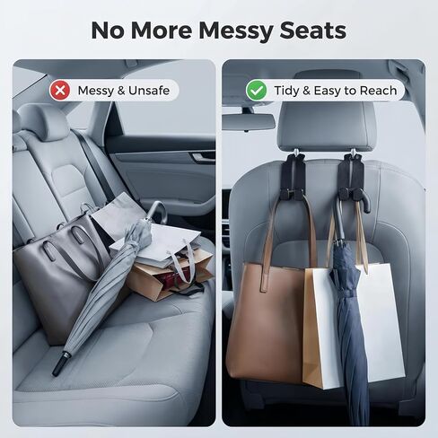 Car Purse Holder for Headrest,2-Pack Leather Hooks for Purses and Bags, Cute Purse Hook & Car Seat Back Storage, Heavy Duty Headrest Hooks, Universal Bag Holder Organizer for Handbags, Groceries. in Saudi Arabia