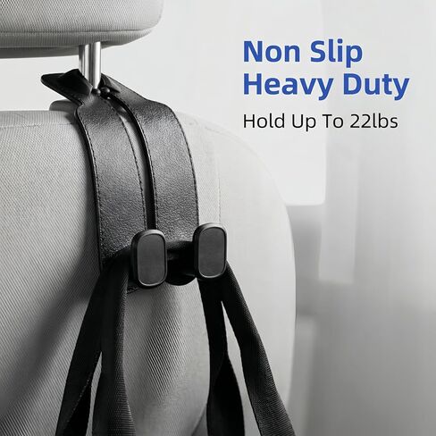Car Purse Holder for Headrest,2-Pack Leather Hooks for Purses and Bags, Cute Purse Hook & Car Seat Back Storage, Heavy Duty Headrest Hooks, Universal Bag Holder Organizer for Handbags, Groceries. in Saudi Arabia