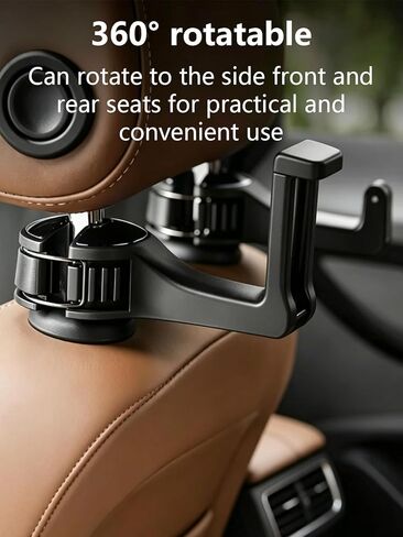Car Seat Back Storage Hook with 360° Rotating Phone Holder, 2-in-1 Hidden Purse Hook & Organizer, Universal Clip-On for Cars/SUVs, Ideal for Commute, Travel & Family Trips in Kuwait