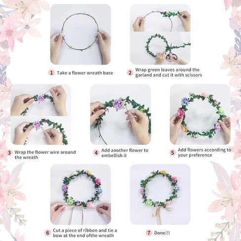 Yiranok Flower Crowns Making Kit,20 Sets Make Your Own Flower Crown Crafting Kit Blooming Rose Wreath Headband and Bracelet Making Kit DIY Floral Crown Wedding Party Fairy Hair Accessories Gift in Saudi Arabia