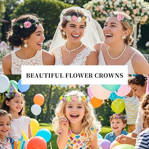 Yiranok Flower Crowns Making Kit,20 Sets Make Your Own Flower Crown Crafting Kit Blooming Rose Wreath Headband and Bracelet Making Kit DIY Floral Crown Wedding Party Fairy Hair Accessories Gift in Saudi Arabia