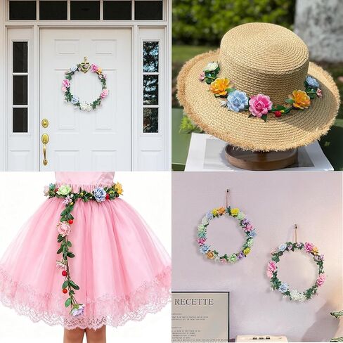 Yiranok Flower Crowns Making Kit,20 Sets Make Your Own Flower Crown Crafting Kit Blooming Rose Wreath Headband and Bracelet Making Kit DIY Floral Crown Wedding Party Fairy Hair Accessories Gift in Saudi Arabia
