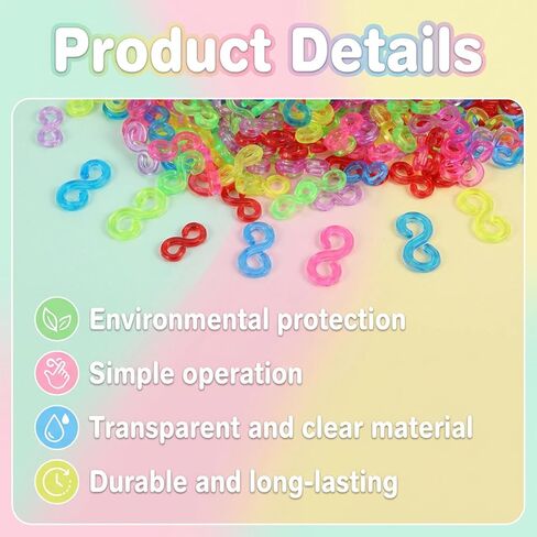 HJZHII 2000Pcs S Clips Rubber Band Clips, S Clips Plastic Bracelet Connectors Loom Rubber Band Clip Colorful Bracelet S Clip for Loom Bracelets DIY Crafts Making in Saudi Arabia
