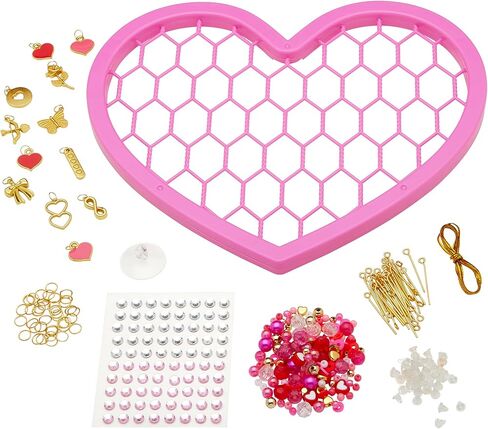 طقم أدوات حرفية مطرزة بالخرز على شكل قلب من RoseArt - فن خرز DIY لعيد الحب للأطفال - تصميم وخرز وعرض إطار قلب معلق - ديكور نافذة مستوحى من المجوهرات، للأعمار من 8 سنوات فما فوق in Kuwait