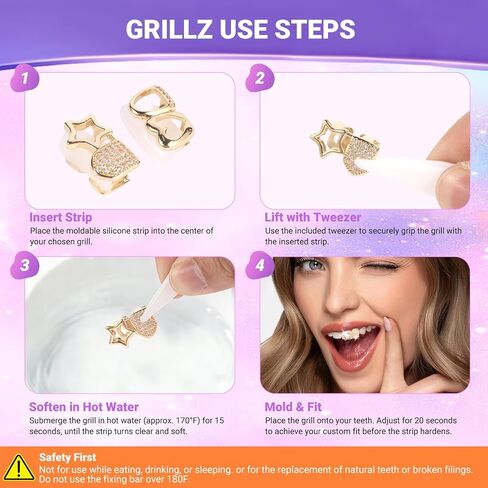 Yondaus Tooth Gem Kit for Women Men - 402 pcs Sparkling Crystals in Multiple Sizes & Shapes, Includes 2 Grillz Teeth, Safe DIY Dental Jewelry for Party Festival in Saudi Arabia