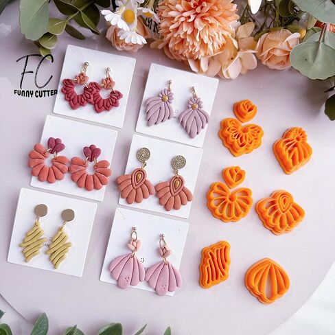 8PCS Art Deco Clay Earring Cutters | Scalloped Fan Polymer Clay Cutters | Jewelry Making Kits | Polymer Clay Supplies | Polymer Clay Cutters for Jewelry Making in Kuwait