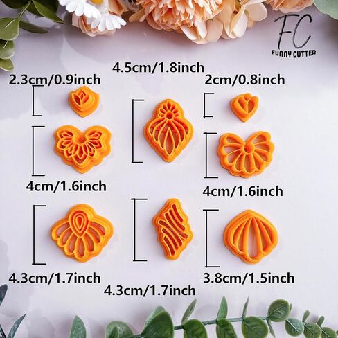 8PCS Art Deco Clay Earring Cutters | Scalloped Fan Polymer Clay Cutters | Jewelry Making Kits | Polymer Clay Supplies | Polymer Clay Cutters for Jewelry Making in Kuwait
