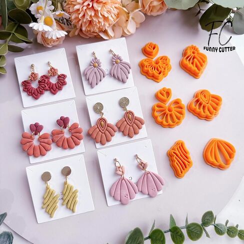 8PCS Art Deco Clay Earring Cutters | Scalloped Fan Polymer Clay Cutters | Jewelry Making Kits | Polymer Clay Supplies | Polymer Clay Cutters for Jewelry Making in Kuwait