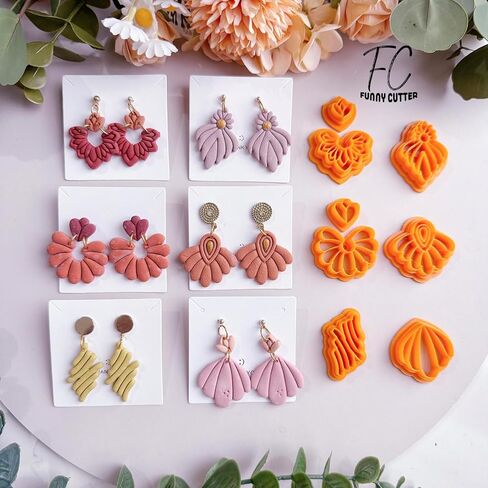 8PCS Art Deco Clay Earring Cutters | Scalloped Fan Polymer Clay Cutters | Jewelry Making Kits | Polymer Clay Supplies | Polymer Clay Cutters for Jewelry Making in Kuwait