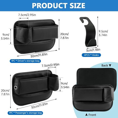 Car Seat Gap Filler Organizer, 2 Pack Multifunctional Car Seat Organizer Easy Access to Phone/Keys, Universal Fit for Car SUV Truck Multi-Purpose Essentials Organizer in Saudi Arabia
