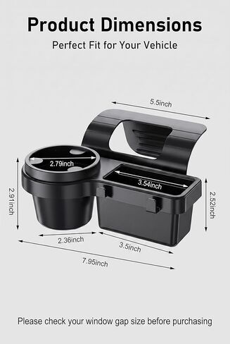 Car Cup Holder, Multifunctional Car Door Window Storage Organizer, Vehicle Door Side Cell Phone Storage Box, Window Mount Organizer for Phone Earphone Key Cup (Black) in Saudi Arabia