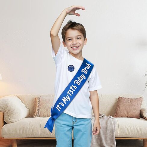 13th Birthday Decorations Gift Boy - 2 Pcs It's My 13th Bday Bruh Sash Bruh I'm 13 Pin Badge Blue Silver Party Supplies Gift for Boys 13 Year Old Birthday Party Decor Accessories in Saudi Arabia