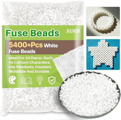 Sukh 5400+Pcs Fuse Beads - Fuse Beads Kit Melty Beads Kit Melting Beads Fuse Beads Bulk Iron Beads for Kids Crafts, Ideal for Boys and Girls Christmas Birthday Gifts Mix 24 Colors 5mm in Saudi Arabia