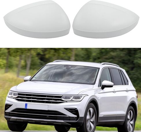 Compatible with Volkswagen Tiguan 2018-2020 Mirror Cover Replacement,VW Allspace L MK2 Mirror Cap Driver & Passenger Side,Left & Right Side Door Rearview Cover,Clip-on(1 Pair),Super White in Saudi Arabia