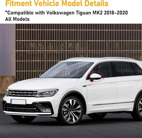 Compatible with Volkswagen Tiguan 2018-2020 Mirror Cover Replacement,VW Allspace L MK2 Mirror Cap Driver & Passenger Side,Left & Right Side Door Rearview Cover,Clip-on(1 Pair),Super White in Saudi Arabia