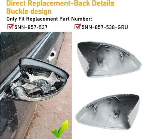 Compatible with Volkswagen Tiguan 2018-2020 Mirror Cover Replacement,VW Allspace L MK2 Mirror Cap Driver & Passenger Side,Left & Right Side Door Rearview Cover,Clip-on(1 Pair),Super White in Saudi Arabia