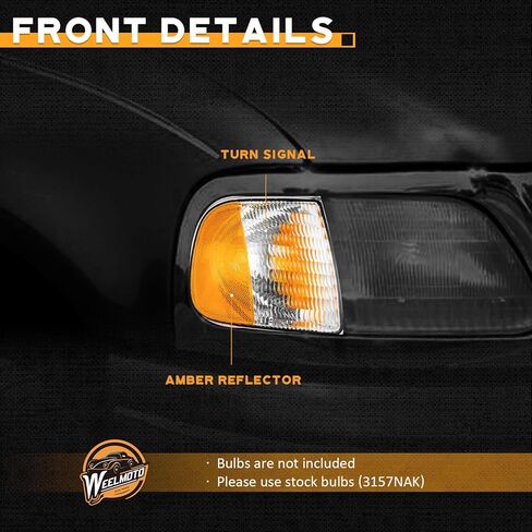 WEELMOTO Right Signal Lights Assembly Replacement for 1997-2003 FORD F-150 F-250 Expedition, Parking Light Turn Signal Marker Light 97-03 Passenger Side Does NOT fit models produced before July 1996 in Kuwait