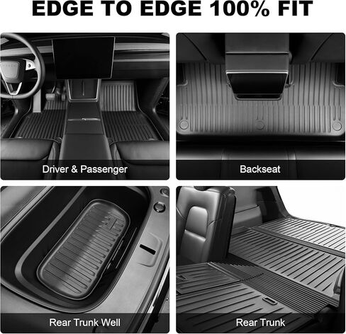 Thick Car Floor Mat for 2025-2026 Tesla Model Y Juniper,Fully Protective TPE Anti-Slip Floor mats Cargo Liners,Custom-Fitted Threshold Strip (Floor Trunk Rear Waist Protection) in Saudi Arabia