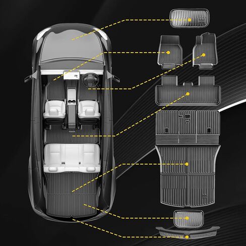 Thick Car Floor Mat for 2025-2026 Tesla Model Y Juniper,Fully Protective TPE Anti-Slip Floor mats Cargo Liners,Custom-Fitted Threshold Strip (Floor Trunk Rear Waist Protection) in Saudi Arabia