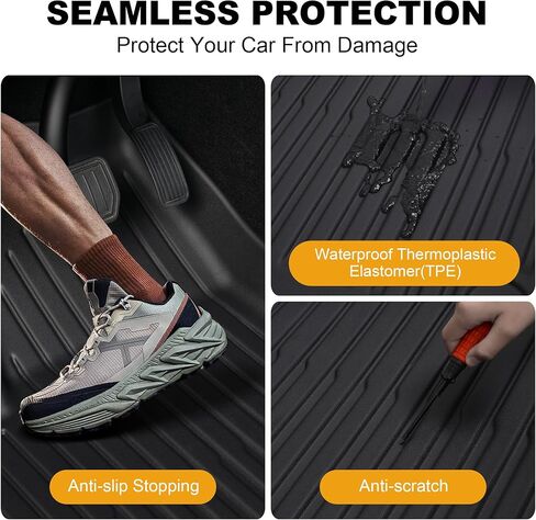 Thick Car Floor Mat for 2025-2026 Tesla Model Y Juniper,Fully Protective TPE Anti-Slip Floor mats Cargo Liners,Custom-Fitted Threshold Strip (Floor Trunk Rear Waist Protection) in Saudi Arabia
