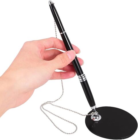 UPKOCH Secure Counter Pen with Black Ink and Anti-theft Chain, Desktop Ballpoint Security Ink Pen for Bank, Office, Reception Desk, and School Use in Kuwait