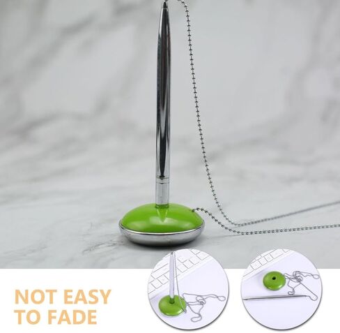 قلم توقيع Baluue Desktop Ballpoint مع سلسلة، قلم عداد أخضر لتوقيع دفتر الزوار، قرطاسية استقبال المكتب والبنك in Kuwait