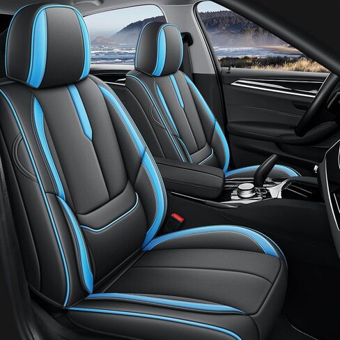 Front Seat Covers for Toyota RAV4 Hybrid 2016-2026, Waterproof Faux Leather Car Seat Covers, Full Coverage Anti-Slip Wear Resistant Seat Protectors(Black/Blue,2 Seat) in Kuwait