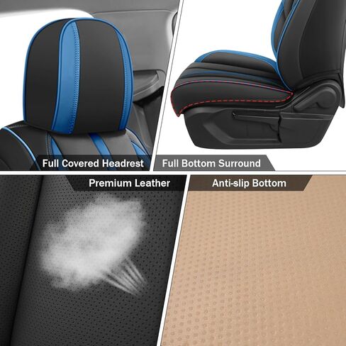 Front Seat Covers for Toyota RAV4 Hybrid 2016-2026, Waterproof Faux Leather Car Seat Covers, Full Coverage Anti-Slip Wear Resistant Seat Protectors(Black/Blue,2 Seat) in Kuwait