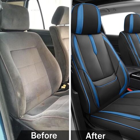 Front Seat Covers for Toyota RAV4 Hybrid 2016-2026, Waterproof Faux Leather Car Seat Covers, Full Coverage Anti-Slip Wear Resistant Seat Protectors(Black/Blue,2 Seat) in Kuwait