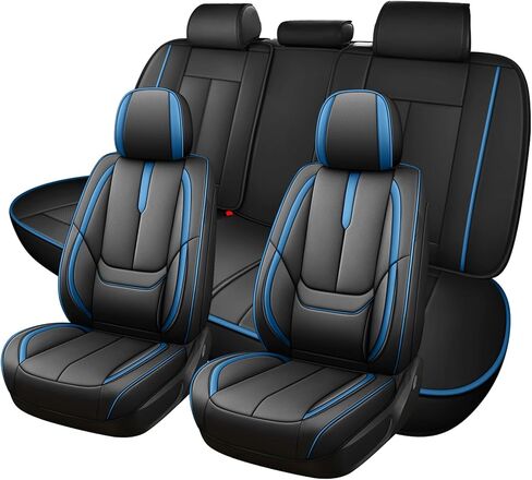 Front Seat Covers for Toyota RAV4 Hybrid 2016-2026, Waterproof Faux Leather Car Seat Covers, Full Coverage Anti-Slip Wear Resistant Seat Protectors(Black/Blue,2 Seat) in Kuwait