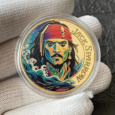 Pirate Challenge Coin - Caribbean Ocean Captain Adventure Souvenir - Gold Plated Commemorative Medal with Jolly Roger Skull & Sailing Ship - 3D Collectible Gift for Movie Fans in Saudi Arabia