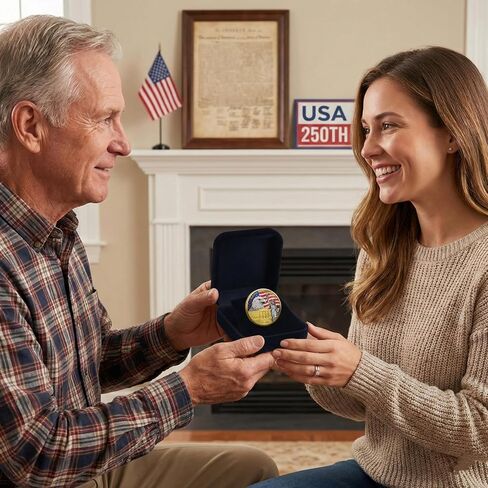 Challenge Coin 250th Anniversary Commemorative Coin, American Eagle & Patriotic Symbols Collectible - America 250 Merchandise for Celebration & Gifting (1776-2026) in Kuwait