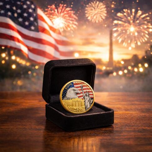 Challenge Coin 250th Anniversary Commemorative Coin, American Eagle & Patriotic Symbols Collectible - America 250 Merchandise for Celebration & Gifting (1776-2026) in Kuwait