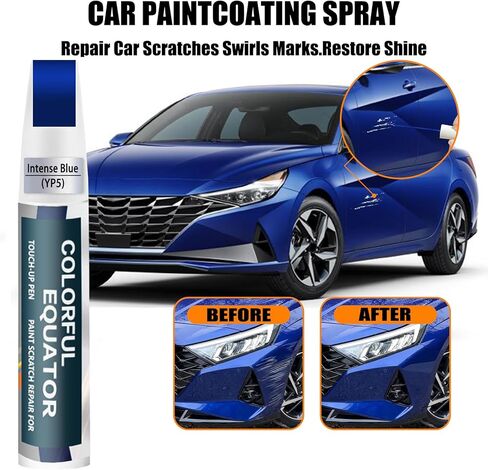 طلاء لمسات السيارة (YP5 أزرق كثيف) متوافق مع Hyundai، قلم طلاء السيارة لإصلاح الخدوش، طلاء لمس اثنين في واحد، مزيل خدوش السيارة الفاخر للخدوش العميقة in Kuwait