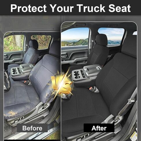 مجموعات أغطية المقاعد الأمامية SAPUBK يمكن استبدالها لـ 2014-2018 Chevy Silverado/GMC Sierra 1500، نيوبرين ممتاز مع بطانة إسفنجية ناعمة مركبة ووسادة غطاء مقعد قابلة للتنفس in Kuwait