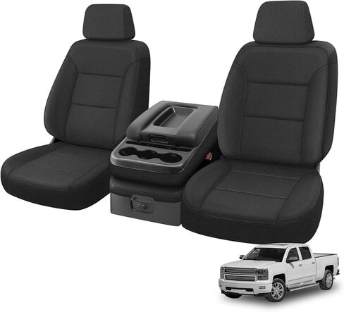 مجموعات أغطية المقاعد الأمامية SAPUBK يمكن استبدالها لـ 2014-2018 Chevy Silverado/GMC Sierra 1500، نيوبرين ممتاز مع بطانة إسفنجية ناعمة مركبة ووسادة غطاء مقعد قابلة للتنفس in Kuwait