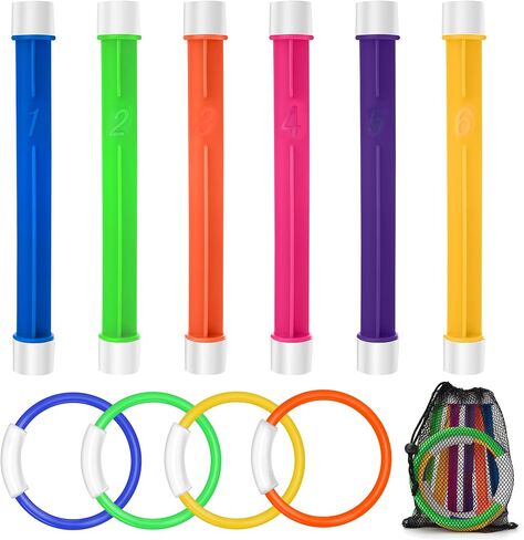 8 Pack Pool Toys, Shark Underwater Training Pool Diving Rings & Torpedo for Kids Ages 4-12, Summer Swim Water Fun in Saudi Arabia