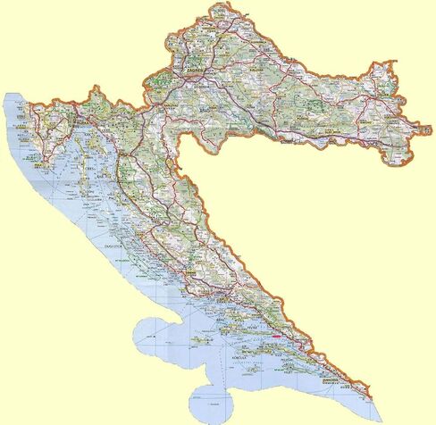 Gifts Delight Laminated 24x24 Poster: Large Detailed Road map of Croatia. Croatia Large Detailed Road mapMaps of All in Kuwait