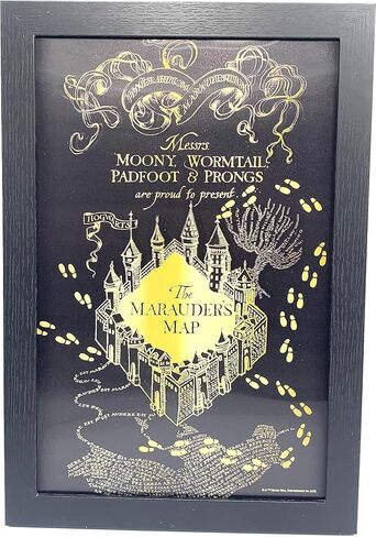 Silver Buffalo Harry Potter Messrs, Mooney, Wormtail, padfoot, Prongs are proud to present The Marauder’s Map 13" x 19" Framed Lenticular Wall Art –Mischief Managed Sign for Bedroom, Office, Man Cave in Kuwait